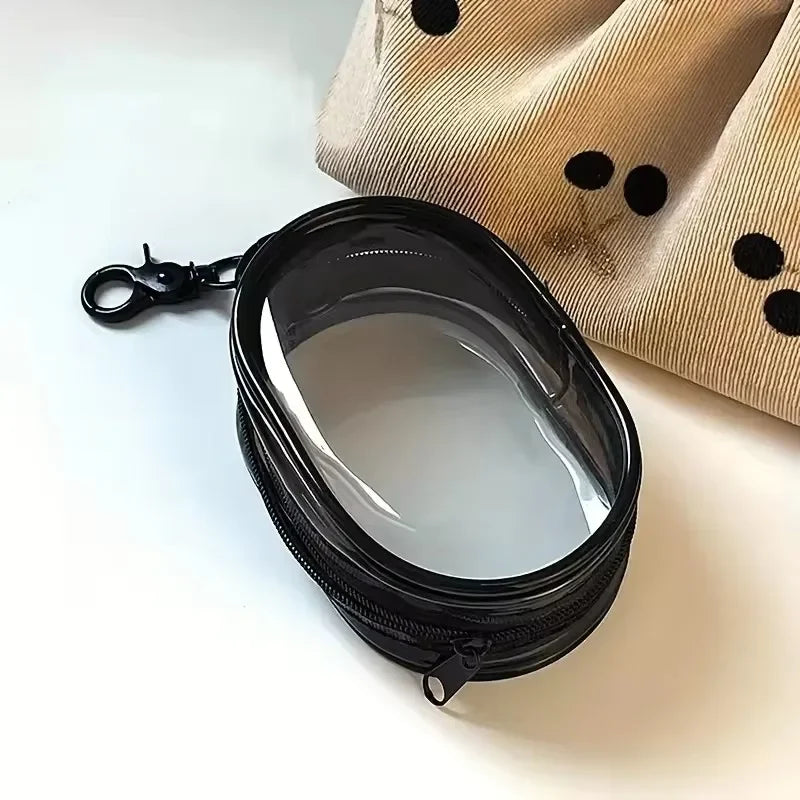Portable Mini Clear Zipper Storage Bag - Space-Saving Cable Organizer for Earphones Chargers Versatile with Handy Keychain Loop