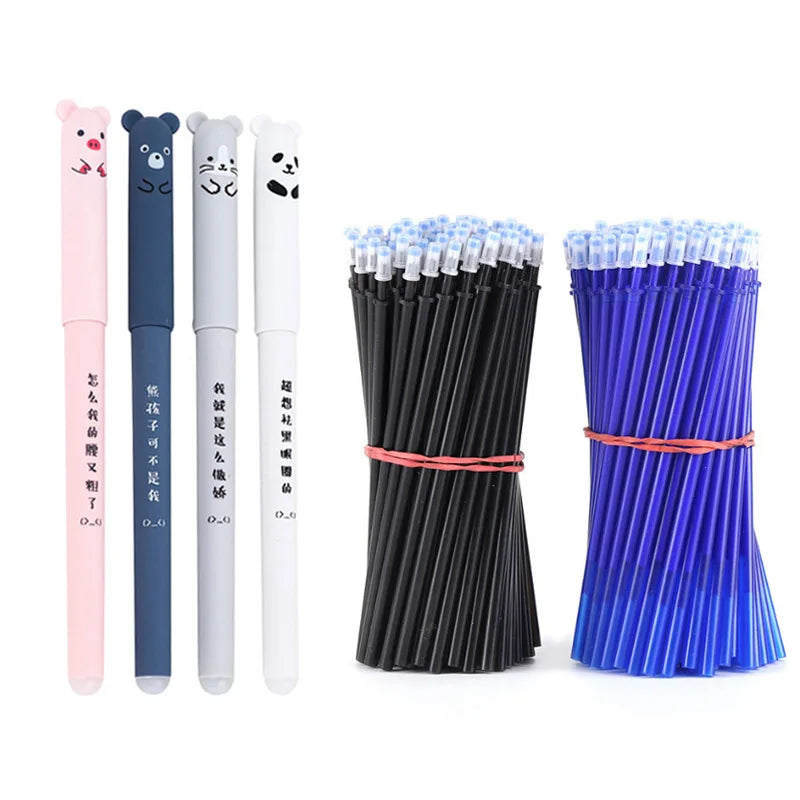 1PC Kawaii Pig Bear Cat Mouse Erasable Gel Pen School Office Supplies Stationery Gift 0.35mm Blue Black Ink