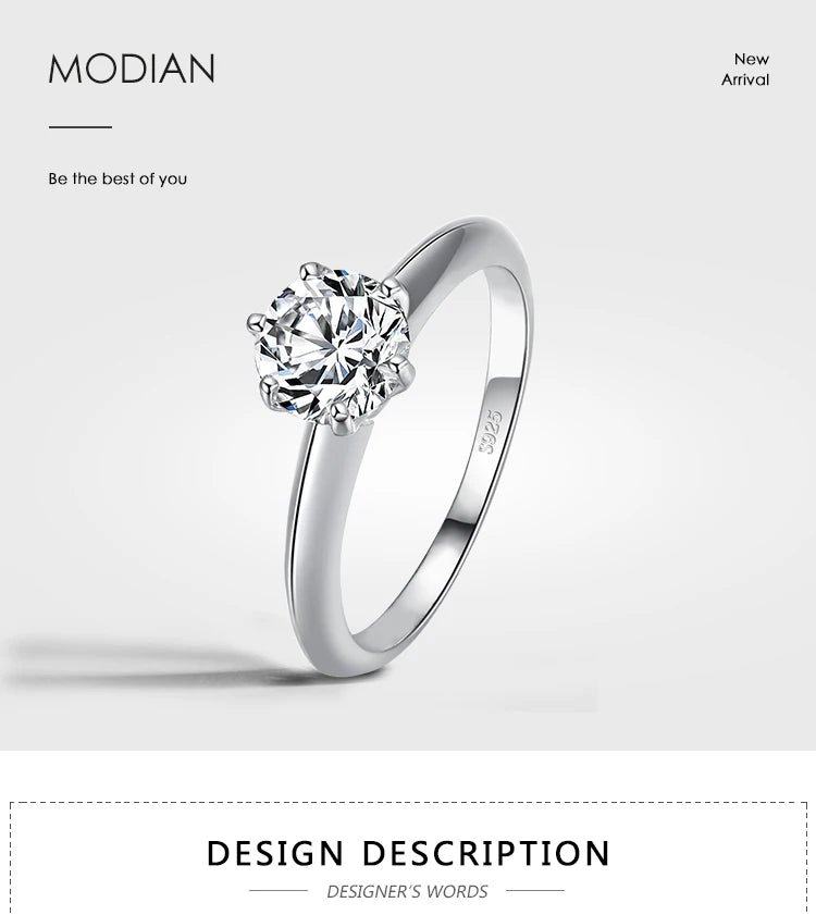 Modian New 100% 925 Sterling Silver Shine Classic AAAAA Zircon Fashion Ring For Women Wedding Fine Jewelry With Free Box Anillo