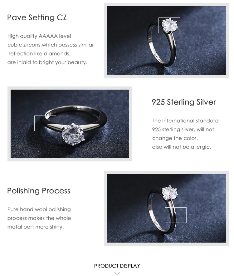 Modian New 100% 925 Sterling Silver Shine Classic AAAAA Zircon Fashion Ring For Women Wedding Fine Jewelry With Free Box Anillo