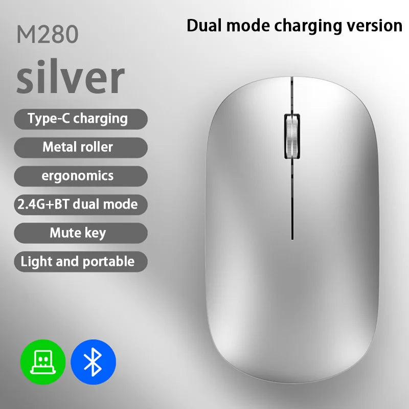Bluetooth Wireless Mouse 2.4G Dual Mode DPI Adjustable Type-C Rechargeable Silent Ergonomic Portable Office Mouse 2026 ﻿