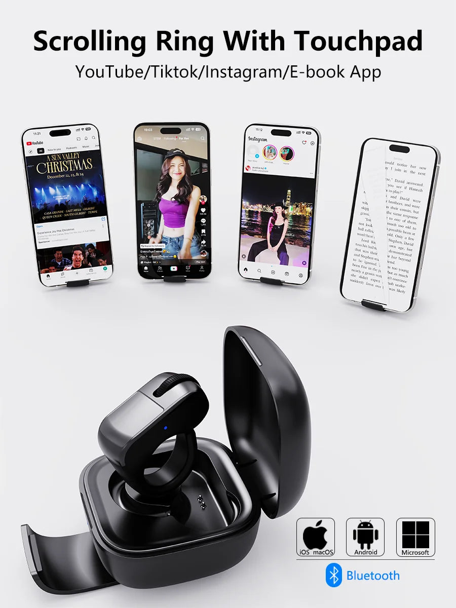 Ring Mouse Bluetooth 2.4g Dual-Mode Wide Rechargeable Mini Light Weight Compatible Remote Control Short Video Speech Selfie Scan