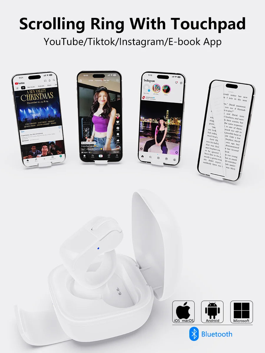 Ring Mouse Bluetooth 2.4g Dual-Mode Wide Rechargeable Mini Light Weight Compatible Remote Control Short Video Speech Selfie Scan