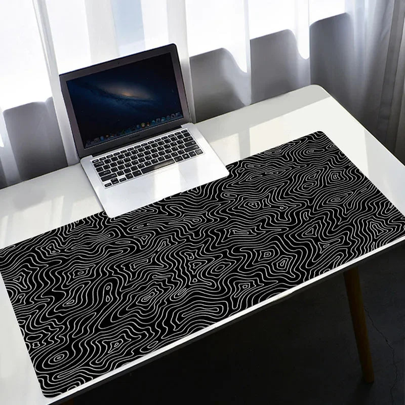 Strata Liquid Stains Black Mouse Pad 90x40 Topographic Big Mousepad Company Gamer Rug Deskmat Deskpad Personalized DropShipping