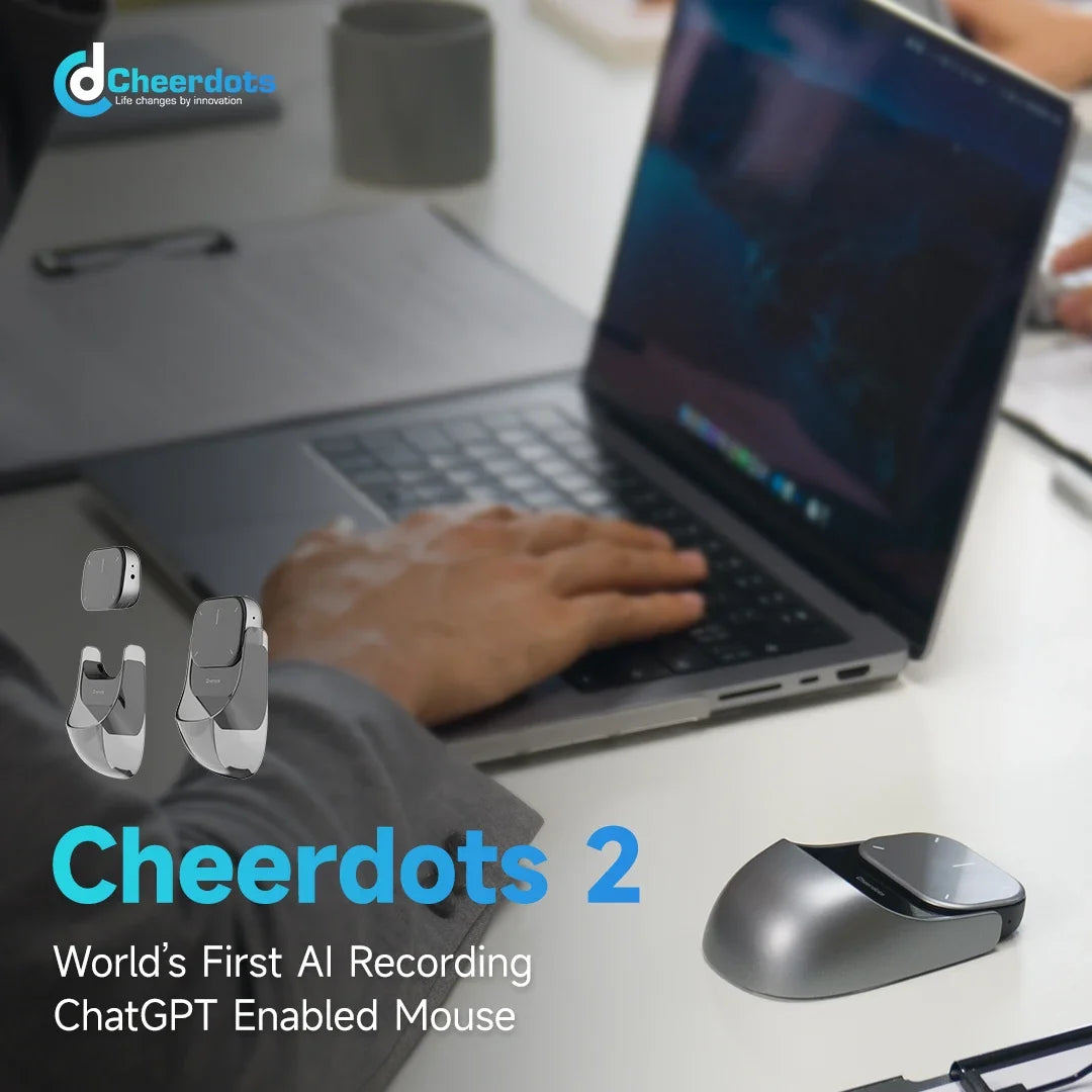 CheerTok Cheerdots2 Wireless Touchpad All-in-one Pocket AirMouse AI Recording ChatGPT Enabled Mouse Presenter Smart Phone Remote