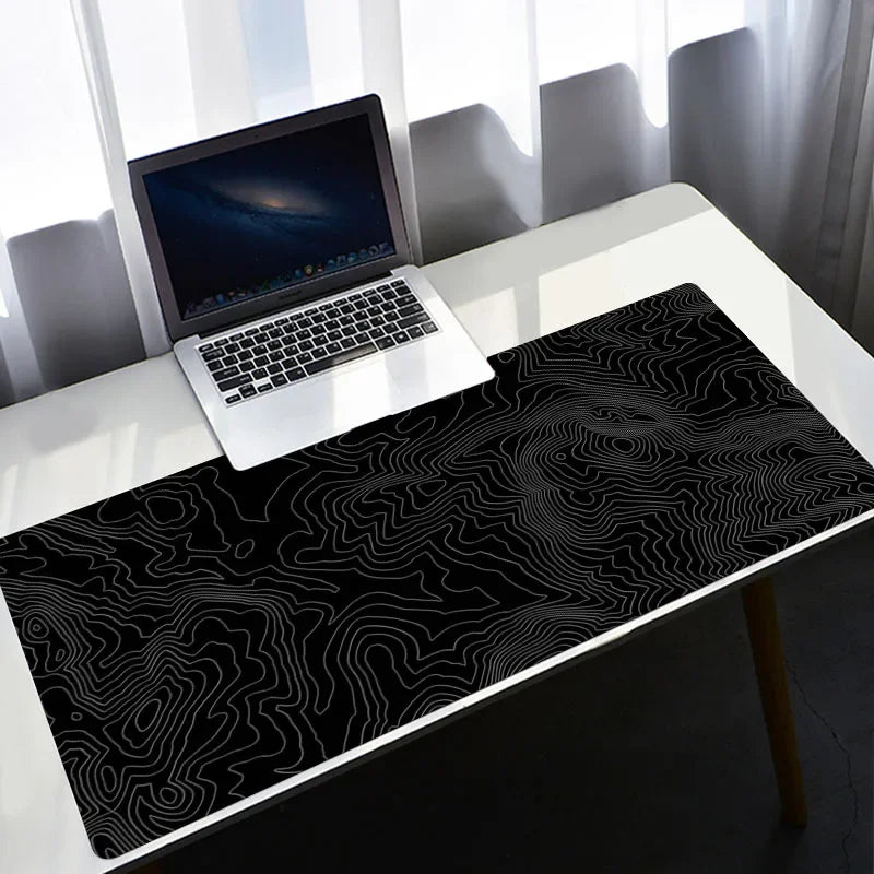 Strata Liquid Stains Black Mouse Pad 90x40 Topographic Big Mousepad Company Gamer Rug Deskmat Deskpad Personalized DropShipping
