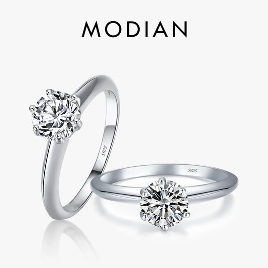 Modian New 100% 925 Sterling Silver Shine Classic AAAAA Zircon Fashion Ring For Women Wedding Fine Jewelry With Free Box Anillo